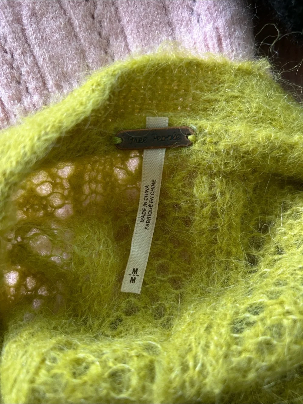 Free People Fuzzy Oversized V-Neck Alpaca Cardigan in Mossy Yellow-Green